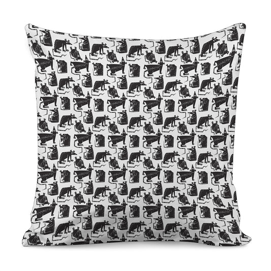 Black And White Rat Pattern Print Pillow Cover