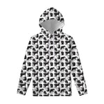 Black And White Rat Pattern Print Pullover Hoodie