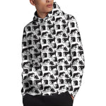 Black And White Rat Pattern Print Pullover Hoodie