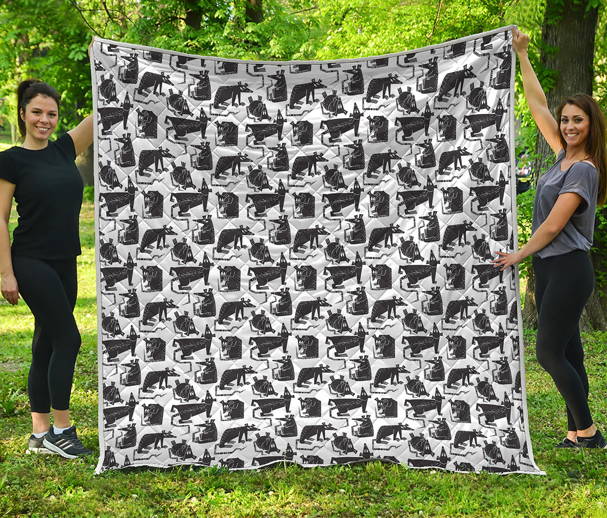Black And White Rat Pattern Print Quilt