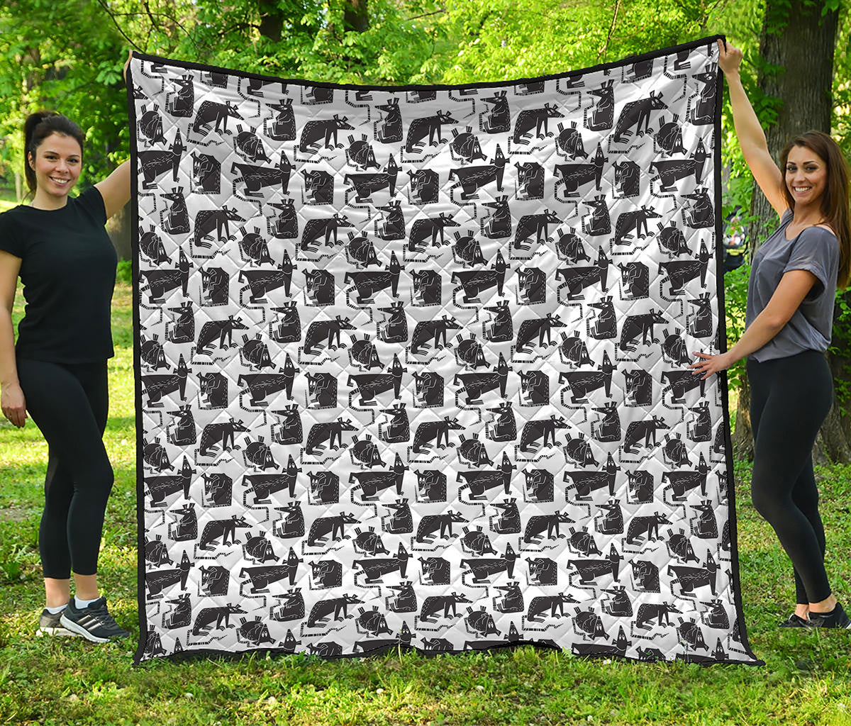 Black And White Rat Pattern Print Quilt