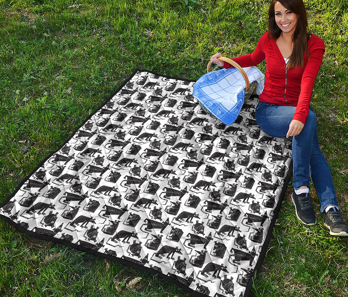 Black And White Rat Pattern Print Quilt