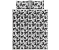 Black And White Rat Pattern Print Quilt Bed Set