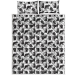 Black And White Rat Pattern Print Quilt Bed Set