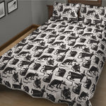 Black And White Rat Pattern Print Quilt Bed Set