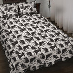 Black And White Rat Pattern Print Quilt Bed Set