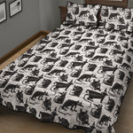 Black And White Rat Pattern Print Quilt Bed Set