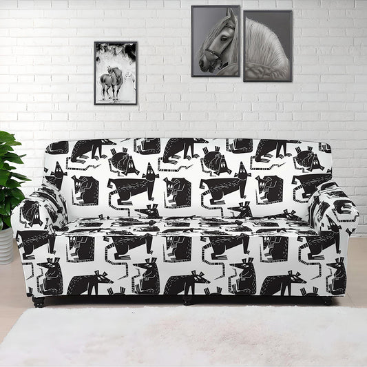 Black And White Rat Pattern Print Sofa Cover