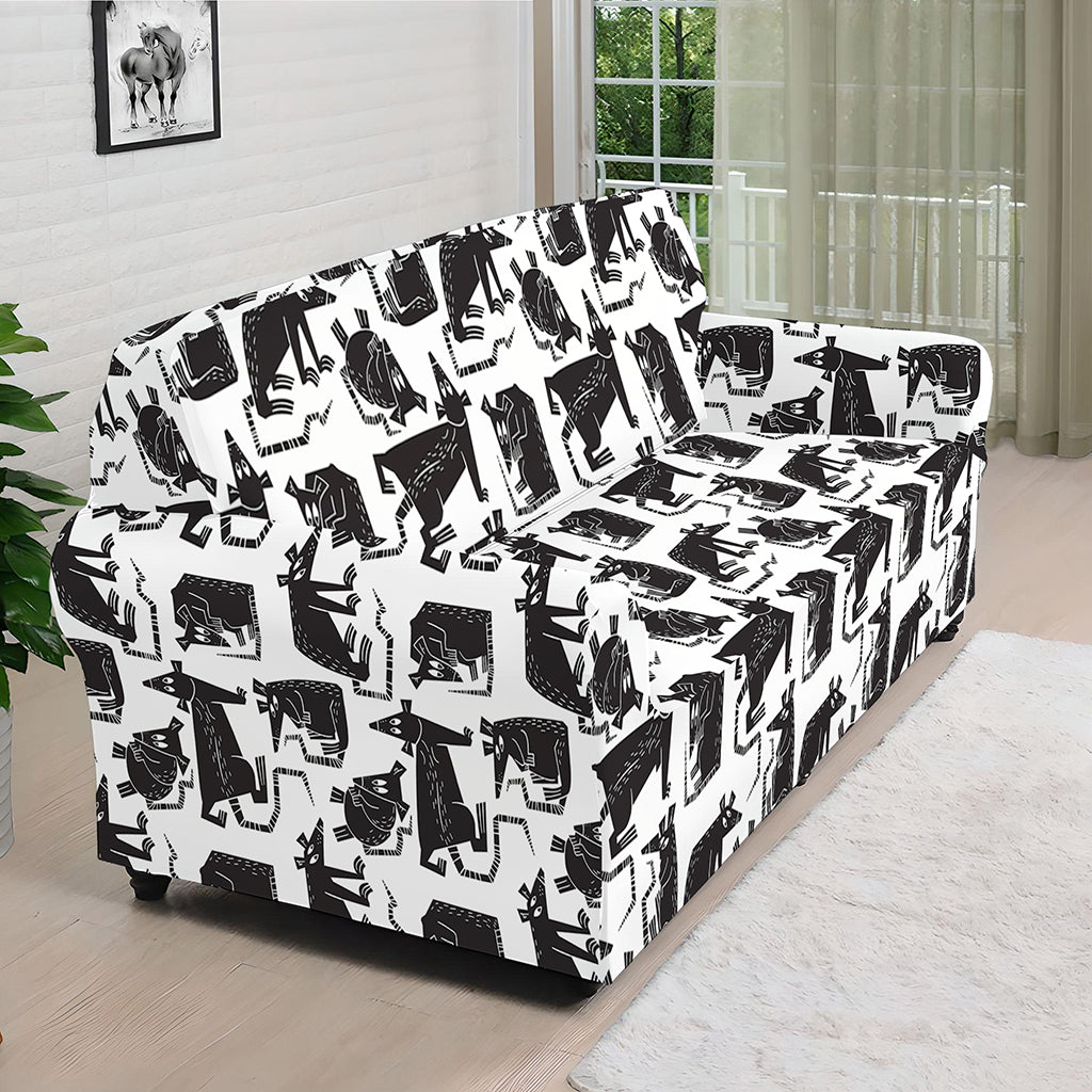 Black And White Rat Pattern Print Sofa Cover
