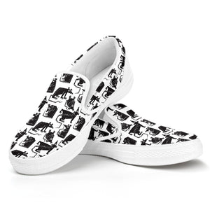 Black And White Rat Pattern Print White Slip On Shoes