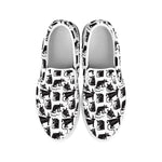 Black And White Rat Pattern Print White Slip On Shoes