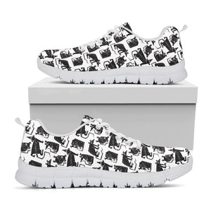 Black And White Rat Pattern Print White Sneakers