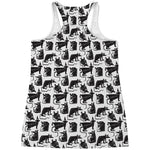 Black And White Rat Pattern Print Women's Racerback Tank Top