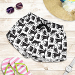 Black And White Rat Pattern Print Women's Shorts