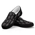 Black And White Robot Pattern Print Black Slip On Sneakers