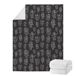 Black And White Robot Pattern Print Blanket