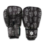 Black And White Robot Pattern Print Boxing Gloves