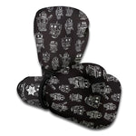 Black And White Robot Pattern Print Boxing Gloves