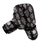 Black And White Robot Pattern Print Boxing Gloves
