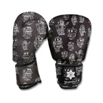 Black And White Robot Pattern Print Boxing Gloves