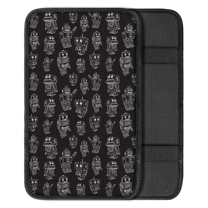 Black And White Robot Pattern Print Car Center Console Cover