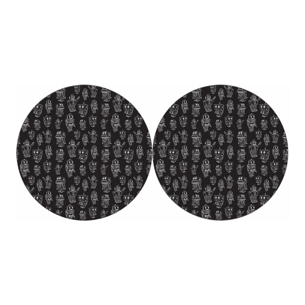 Black And White Robot Pattern Print Car Coasters