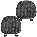 Black And White Robot Pattern Print Car Headrest Covers