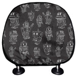 Black And White Robot Pattern Print Car Headrest Covers