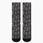 Black And White Robot Pattern Print Crew Socks