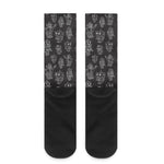 Black And White Robot Pattern Print Crew Socks