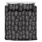 Black And White Robot Pattern Print Duvet Cover Bedding Set
