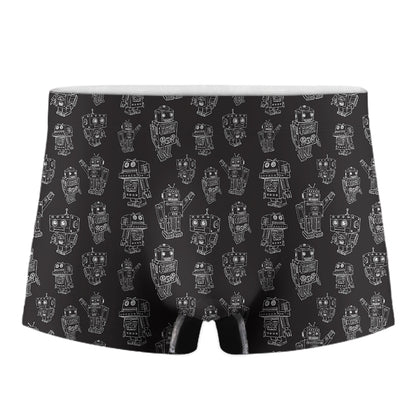Black And White Robot Pattern Print Men's Boxer Briefs