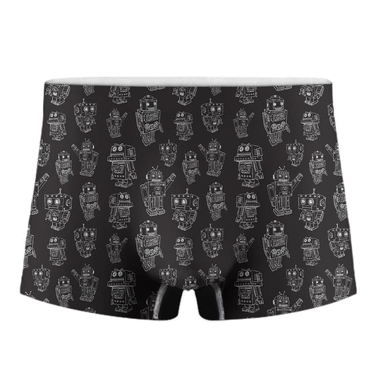 Black And White Robot Pattern Print Men's Boxer Briefs