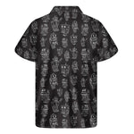 Black And White Robot Pattern Print Men's Short Sleeve Shirt