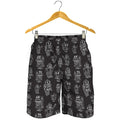 Black And White Robot Pattern Print Men's Shorts