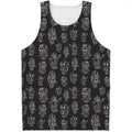Black And White Robot Pattern Print Men's Tank Top