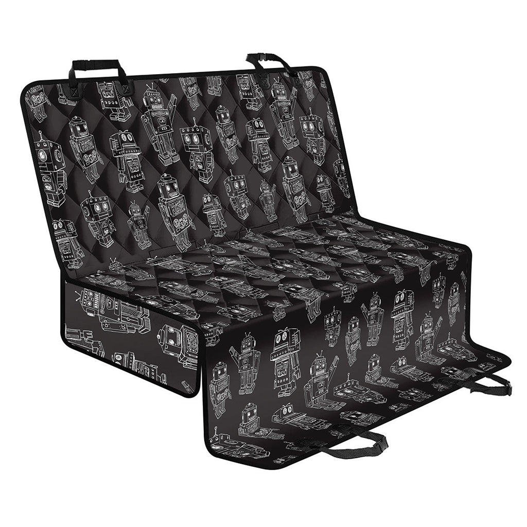 Black And White Robot Pattern Print Pet Car Back Seat Cover