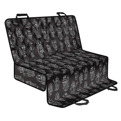 Black And White Robot Pattern Print Pet Car Back Seat Cover