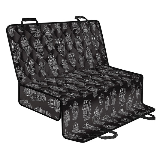 Black And White Robot Pattern Print Pet Car Back Seat Cover