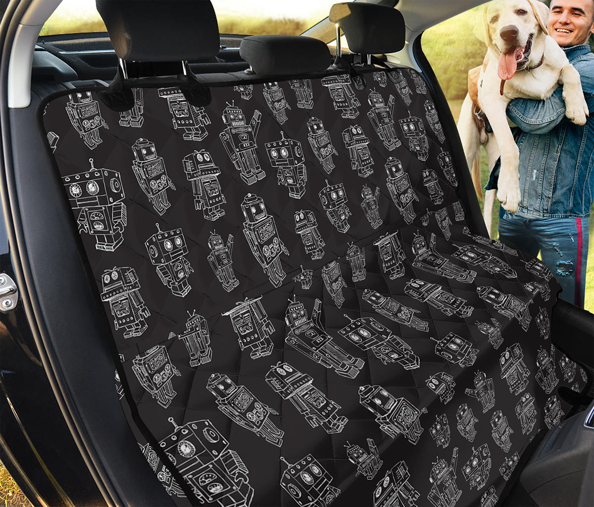 Black And White Robot Pattern Print Pet Car Back Seat Cover