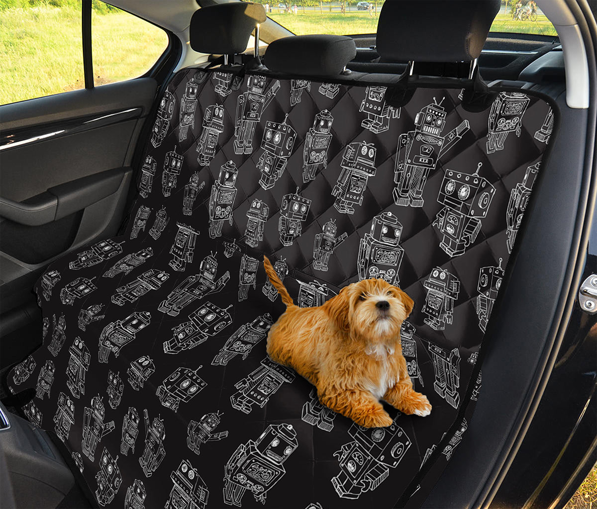 Black And White Robot Pattern Print Pet Car Back Seat Cover