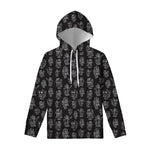 Black And White Robot Pattern Print Pullover Hoodie