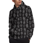 Black And White Robot Pattern Print Pullover Hoodie