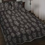 Black And White Robot Pattern Print Quilt Bed Set