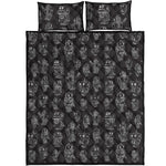 Black And White Robot Pattern Print Quilt Bed Set