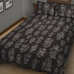 Black And White Robot Pattern Print Quilt Bed Set