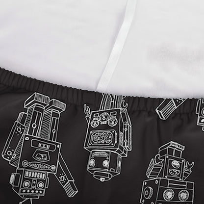 Black And White Robot Pattern Print Sofa Cover