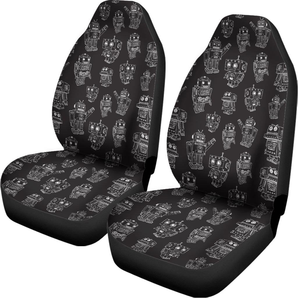 Black And White Robot Pattern Print Universal Fit Car Seat Covers