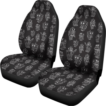 Black And White Robot Pattern Print Universal Fit Car Seat Covers