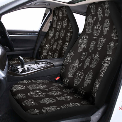 Black And White Robot Pattern Print Universal Fit Car Seat Covers